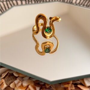 Modern Gold and Green Sculptural Ring